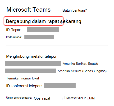 Cuplikan layar yang memperlihatkan cara bergabung ke rapat dari undangan.