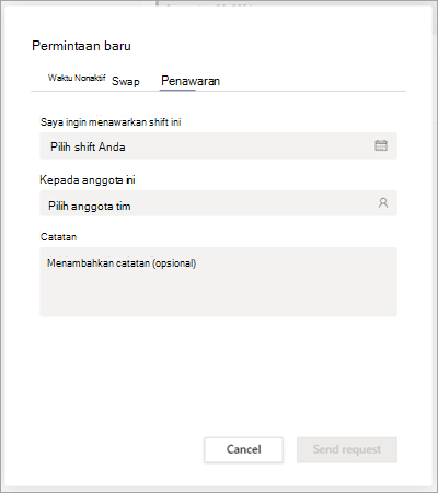 Menawarkan pergeseran ke rekan satu tim di Shifts.