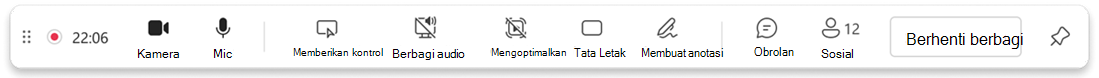 Cuplikan layar toolbar penyaji.