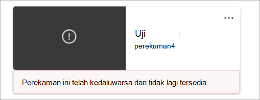 Cuplikan layar memperlihatkan chiclet perekaman yang mengindikasikan perekaman dihapus secara permanen.