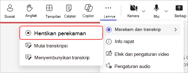 Cuplikan layar menyoroti cara menghentikan perekaman selama balai kota