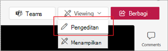 Cuplikan layar memperlihatkan cara beralih ke mode Pengeditan dalam Microsoft Stream.