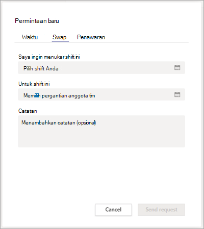 Bertukar shift dengan rekan satu tim di Shifts.