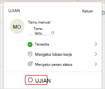 Cuplikan layar memperlihatkan cara beralih organisasi di Microsoft Teams.