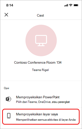Ketuk Proyek layar saya