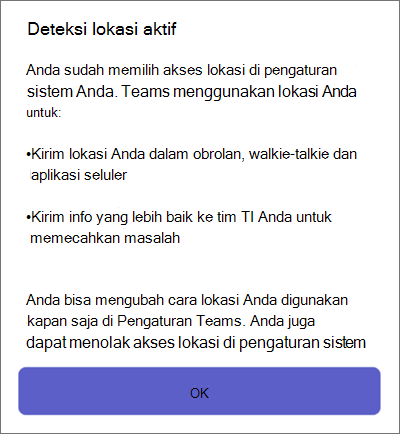 Deteksi lokasi Teams di perangkat seluler