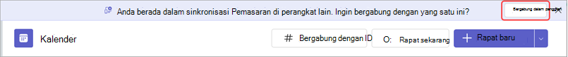 Pesan banner dengan tombol untuk bergabung dalam rapat