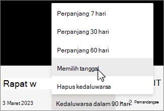 Menu waktu kedaluwarsa perekaman