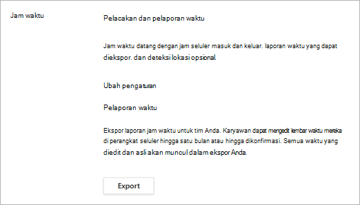 Opsi jam waktu setelah jam waktu diaktifkan di pengaturan Shifts