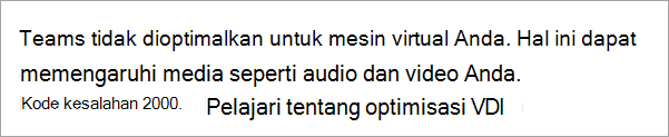 Cuplikan layar memperlihatkan contoh pesan kesalahan yang tidak dioptimalkan dengan kode kesalahan 2000.