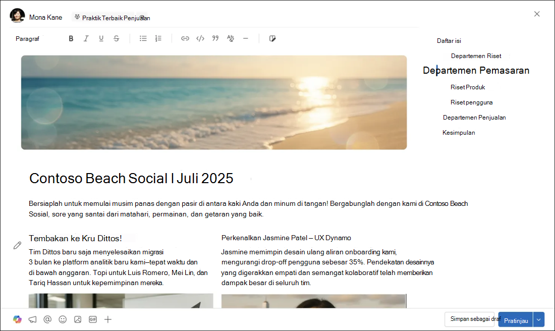 Daftar isi secara otomatis muncul untuk kreator yang menerapkan lebih dari dua judul ke artikel untuk postingan.