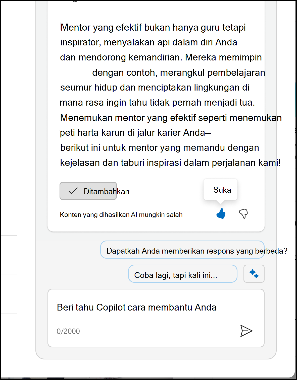 Cuplikan layar memperlihatkan ikon jempol yang Anda gunakan untuk membuka kunci formulir umpan balik.