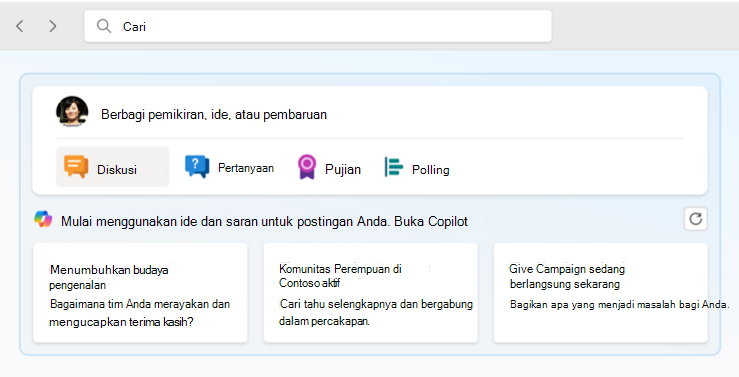 Cuplikan layar tautan di umpan Beranda.
