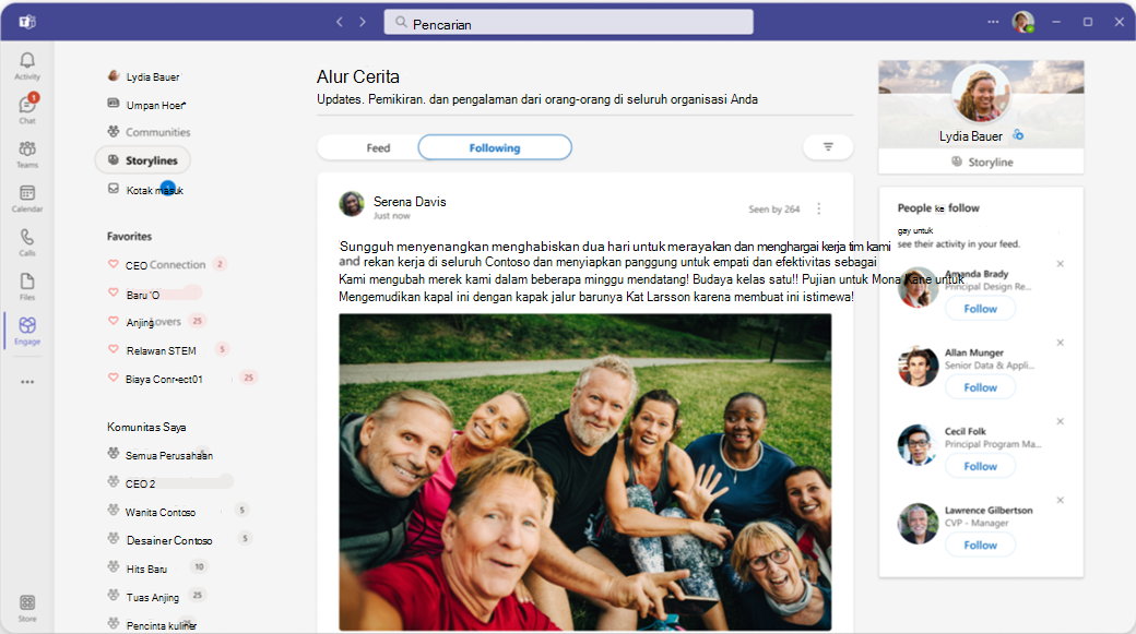 Membuka alur cerita di Viva Engage