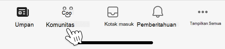 Gambar antarmuka seluler untuk navigasi komunitas