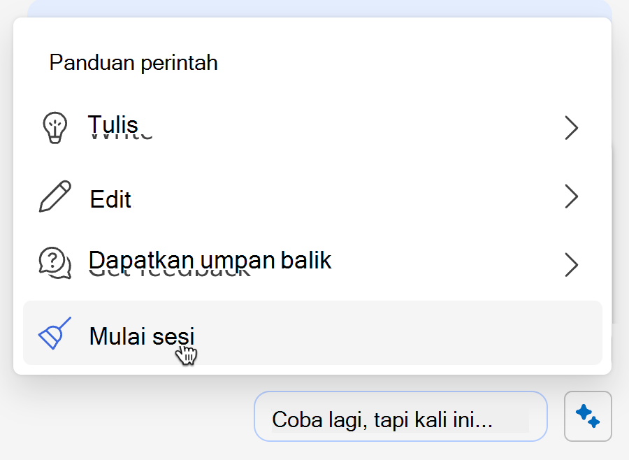 Cuplikan layar memperlihatkan cara menghapus memori Copilot dari menu berkilau.