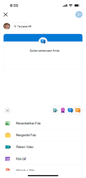 Pertanyaan Yammer di ponsel iOS