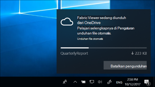Pemberitahuan unduhan diterima saat OneDrive Files Sesuai Permintaan diaktifkan