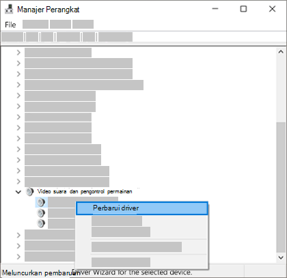 Klik kanan daftar perangkat dan pilih Perbarui driver