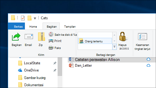 Berbagi file dengan orang tertentu di jaringan