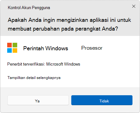 Screenshot of the UAC dialog box.