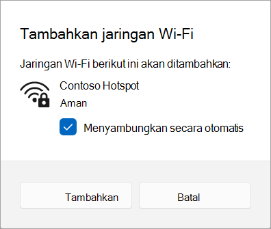 Menambahkan jaringan Wi-Fi ke Windows 11.