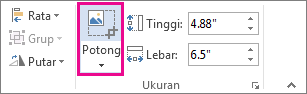 Perintah Potong di tab Format Alat Gambar