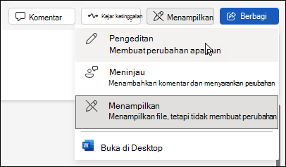Mengubah dari menampilkan ke tampilan pengeditan di Word untuk web