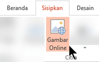Pada pita toolbar, pilih Sisipkan, lalu pilih Gambar Online