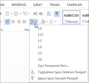 Layar Penspasian Baris dan Paragraf