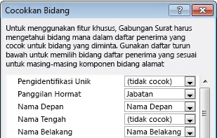 Kotak dialog Cocokkan Bidang