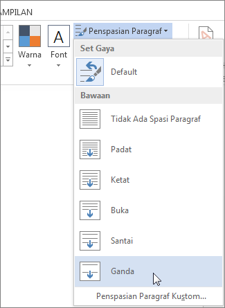 Menu Penspasian Paragraf