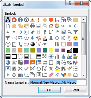 Opsi tombol di kotak Ubah Tombol