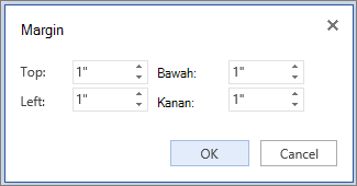 Gambar kotak dialog Margin Word Web App
