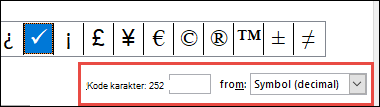 Bidang dari memberi tahu Anda bahwa ini adalah simbol ASCII