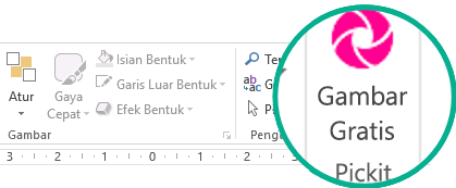 Setelah diinstal, add-in Pickit Free Image akan muncul di ujung kanan pada tab Beranda di Pita.