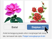 Pilih tombol Sisipkan di bagian bawah panel