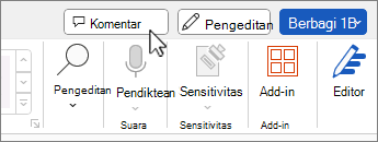 Tombol Komentar di atas pita