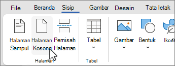 Tombol Sisipkan halaman kosong di pita