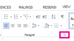 Anda dapat membuka kotak dialog Paragraf dengan mengklik ikon Perluas.