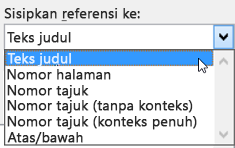 Pilihan dalam Sisipkan referensi ke daftar