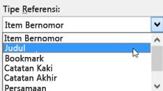 Dialog referensi silang dengan tipe Referensi diperlihatkan