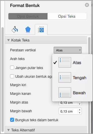 Cuplikan layar Pilih perataan