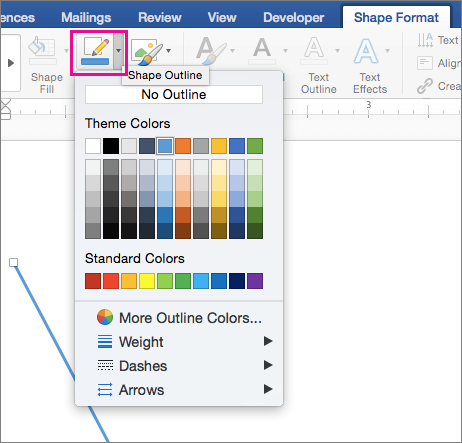 Tab Format Bentuk dengan Kerangka Bentuk disorot.