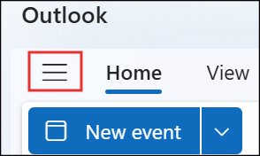 Capture officielle Microsoft montrant l’ouverture du panneau de navigation calendrier dans Outlook