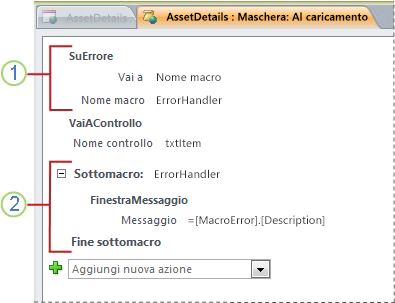 Macro che contiene una sottomacro di gestione degli errori.
