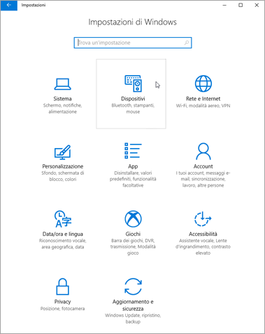 Immagine delle impostazioni del dispositivo Windows