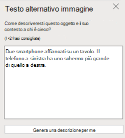 Riquadro Testo alternativo immagine in PowerPoint per il web.