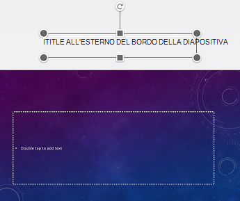 Esempio di segnaposto del titolo posizionato al di fuori del bordo della diapositiva in PowerPoint per iOS.