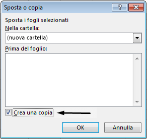 La casella di controllo Crea una copia si trova nella parte inferiore della finestra di dialogo.